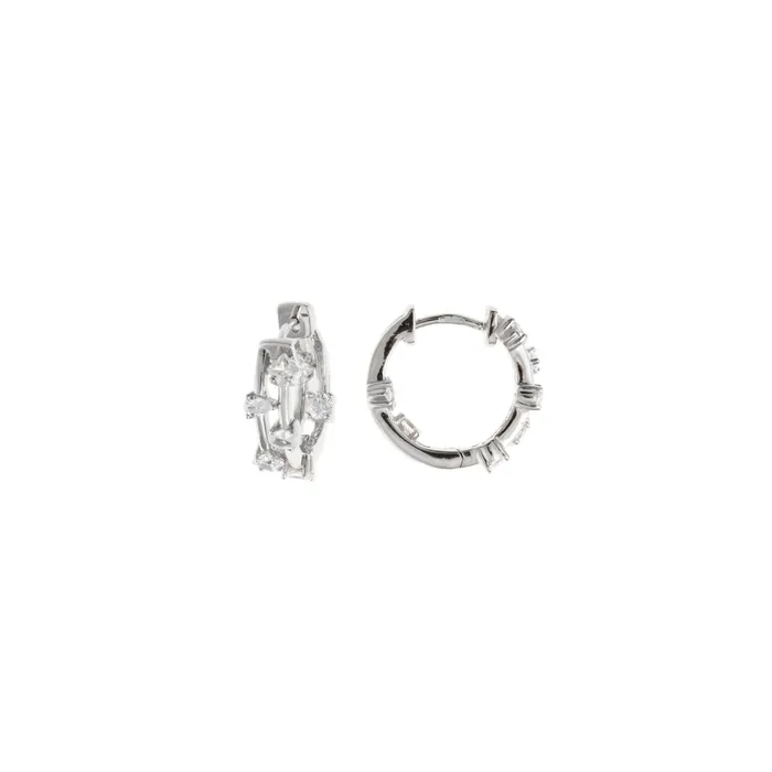 Salvatore Plata Salvatore Plata Wedding Womens Silver Hoop Earrings with Zirconia Earrings Salvatore Plata Salvatore Plata Wedding Womens Silver Hoop Earrings with Zirconia Earrings