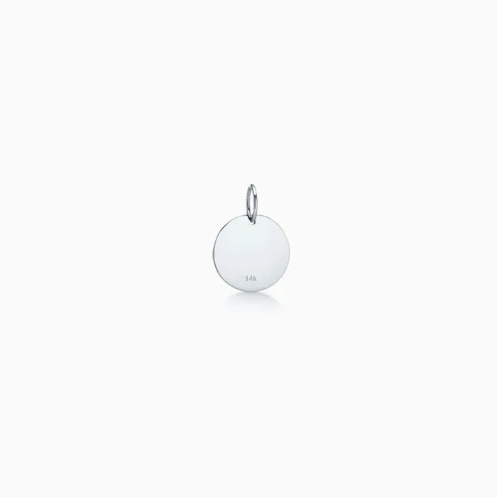 Sandy Steven Engravers Charm Necklaces 12 inch 14k White Gold Disc Charm Pendant with Diamond Initial Engravable