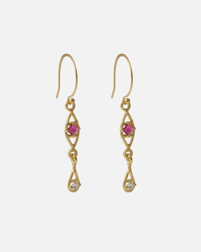 Silk Pyramid Ruby Earrings Hiroyo Earrings Silk Pyramid Ruby Earrings Hiroyo Earrings