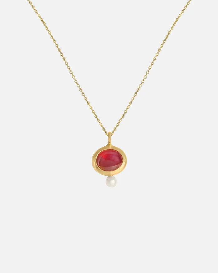 Star Red Sapphire Seed Pearl Pendant Hiroyo Necklaces