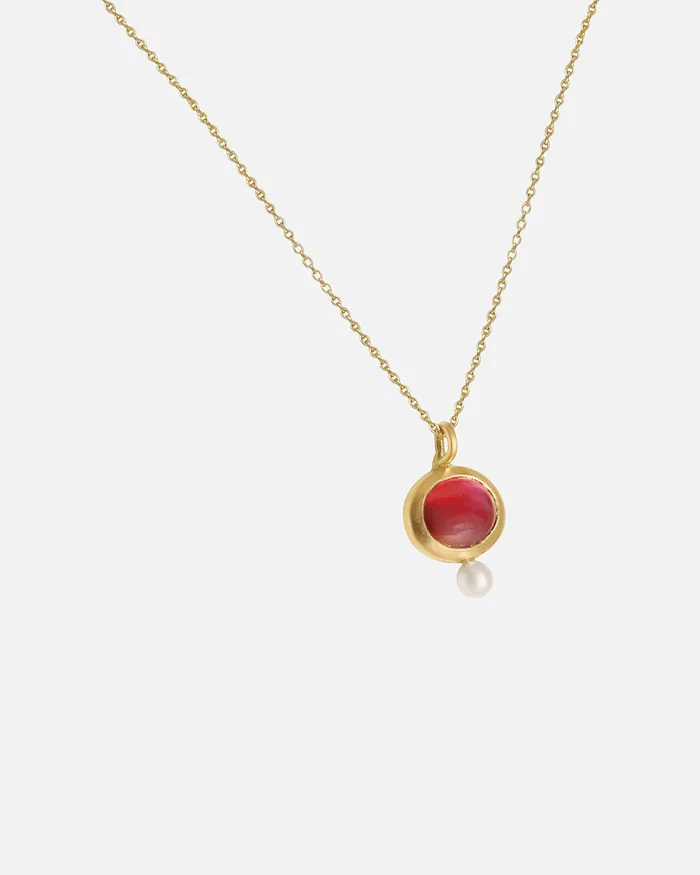 Star Red Sapphire Seed Pearl Pendant Hiroyo Necklaces Star Red Sapphire Seed Pearl Pendant Hiroyo Necklaces