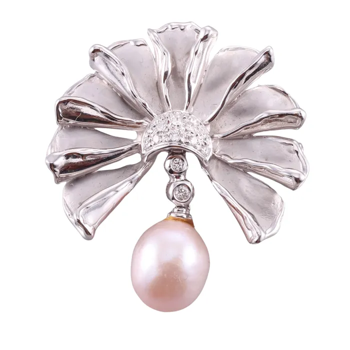 Zydo Earrings Zydo Diamond Pearl Gold Brooch Pin