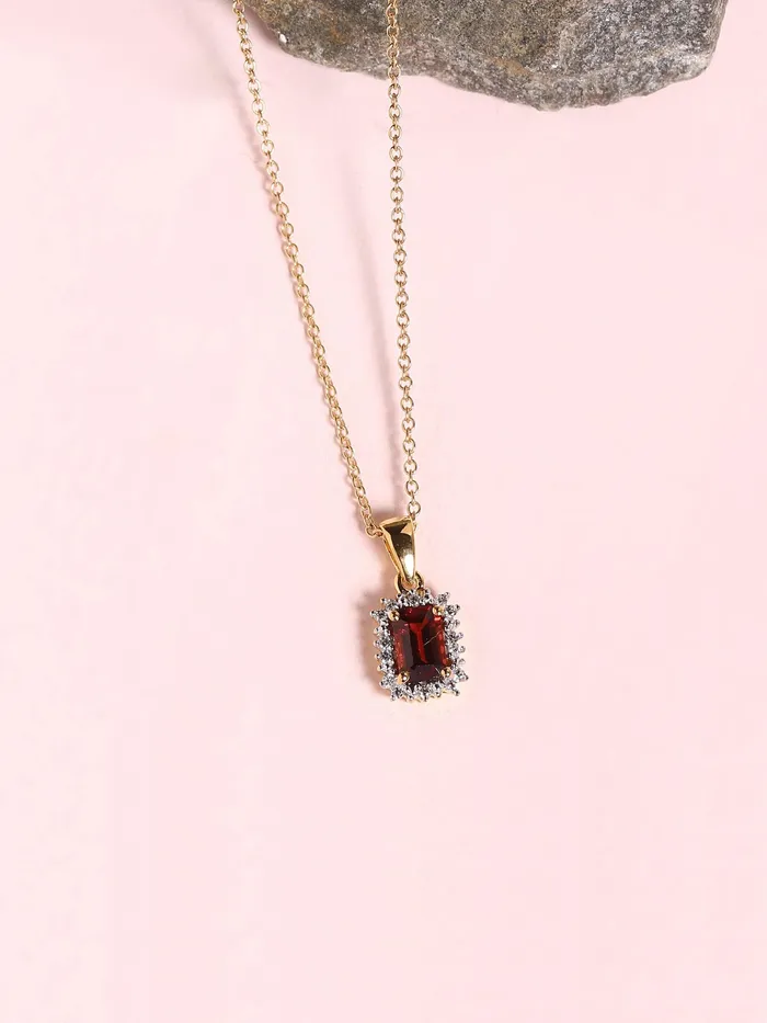 078 Ct Red Garnet Solid 10k Yellow Gold Chain Pendant Necklace YoTreasure Necklaces