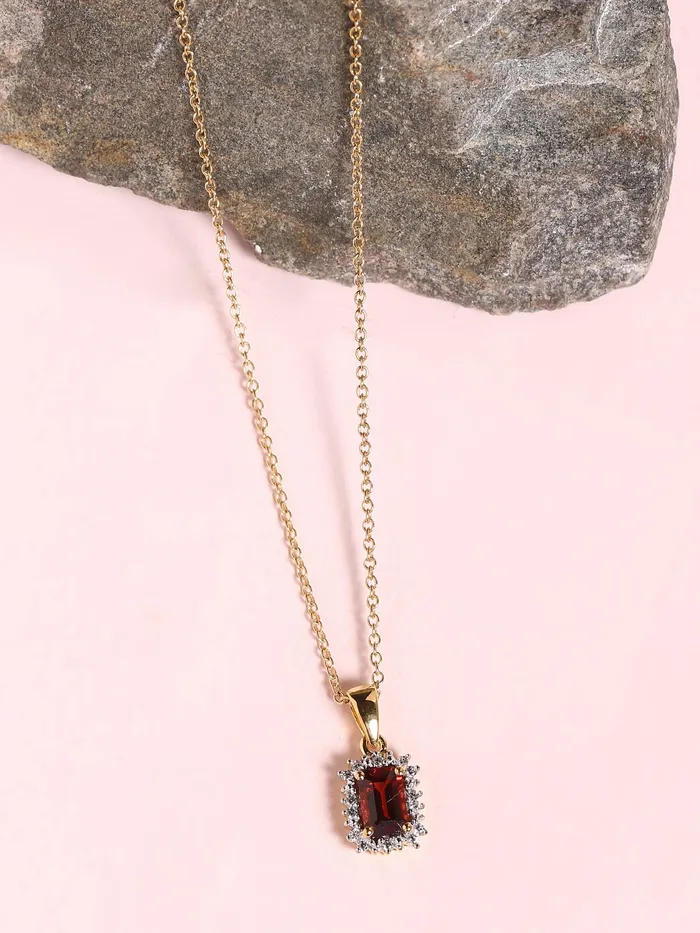 078 Ct Red Garnet Solid 10k Yellow Gold Chain Pendant Necklace YoTreasure Necklaces