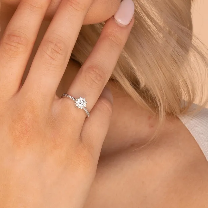 08ct The Sarah Moissanite Diamond Engagement Ring Camile Stone Rings