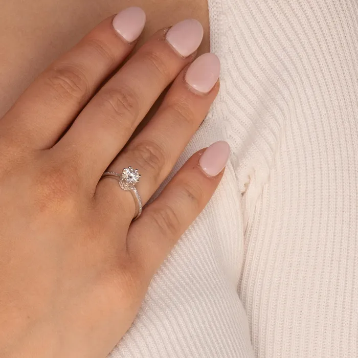 08ct The Sarah Moissanite Diamond Engagement Ring Camile Stone Rings