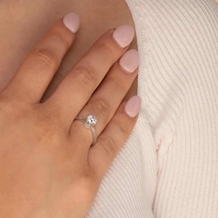 08ct The Sarah Moissanite Diamond Engagement Ring Camile Stone Rings