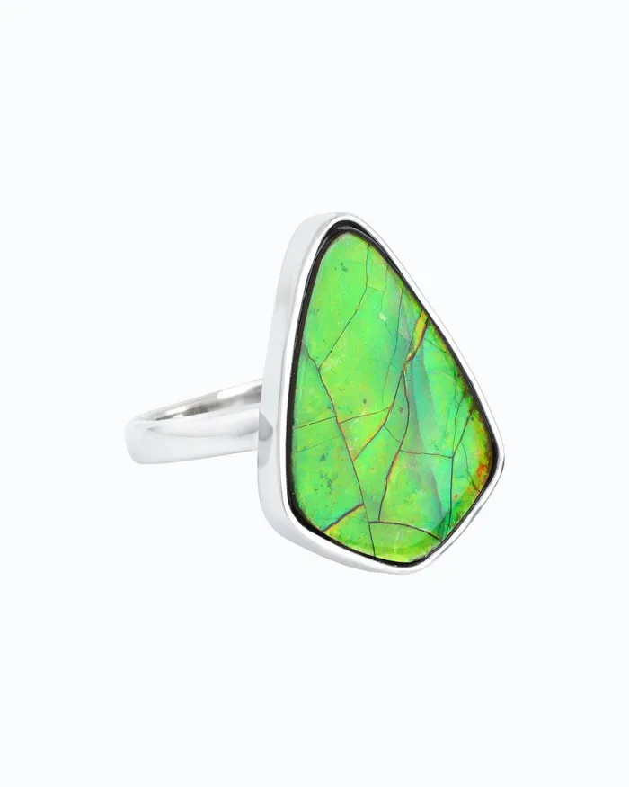 1415 Ct Ammolite Ring Solid 925 Sterling Silver Gemstone Jewelry YoTreasure Rings