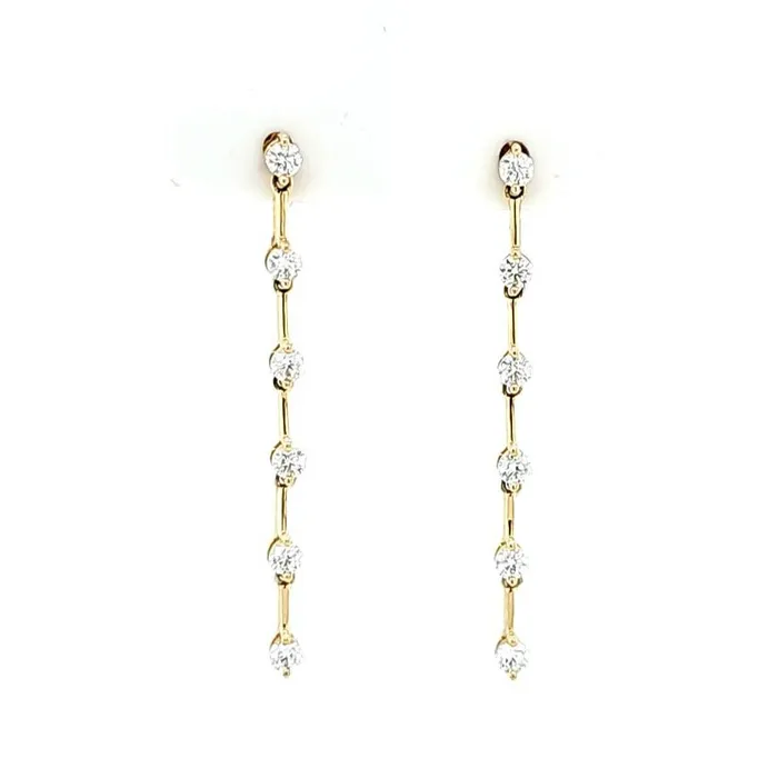 14k Yellow Gold Diamond Station Dangle Earrings I8248 Armand Jacoby Earrings 14k Yellow Gold Diamond Station Dangle Earrings I8248 Armand Jacoby Earrings