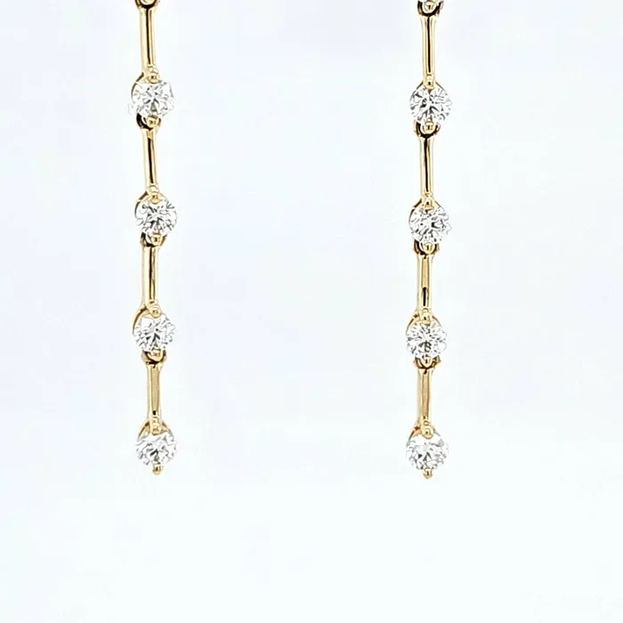 14k Yellow Gold Diamond Station Dangle Earrings I8248 Armand Jacoby Earrings 14k Yellow Gold Diamond Station Dangle Earrings I8248 Armand Jacoby Earrings