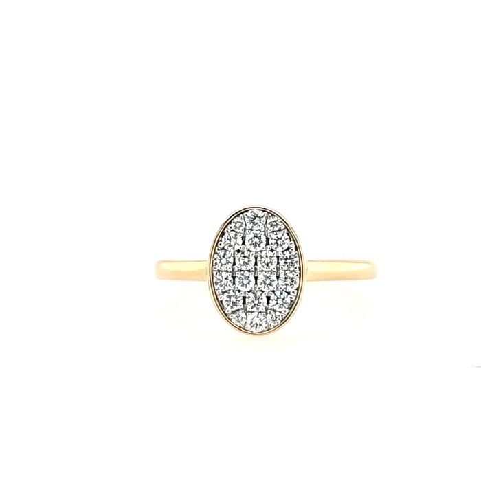 14k Yellow White Gold Pave Diamond Oval Ring I9009 Doves Rings