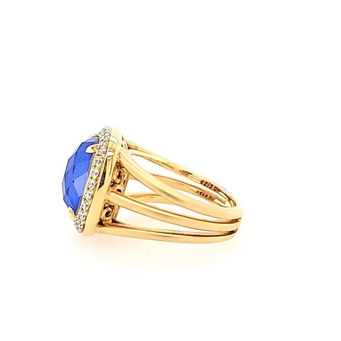 18k Yellow Gold Lapis Diamond Ring I7684 Doves Rings