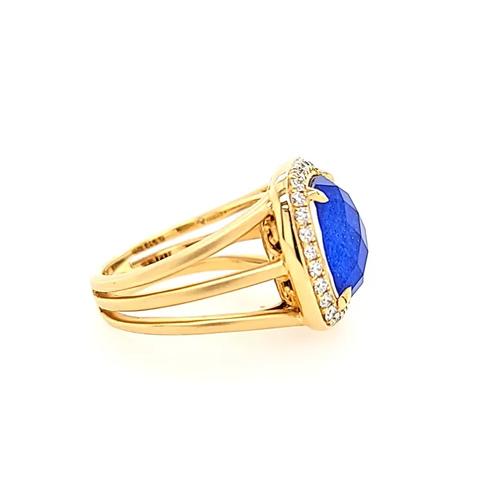 18k Yellow Gold Lapis Diamond Ring I7684 Doves Rings