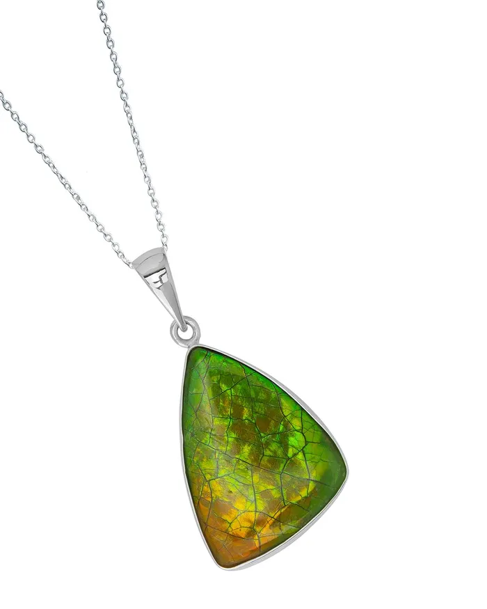 480 Ct Ammolite 925 Sterling Silver Necklace Pendant Jewelry YoTreasure Necklaces