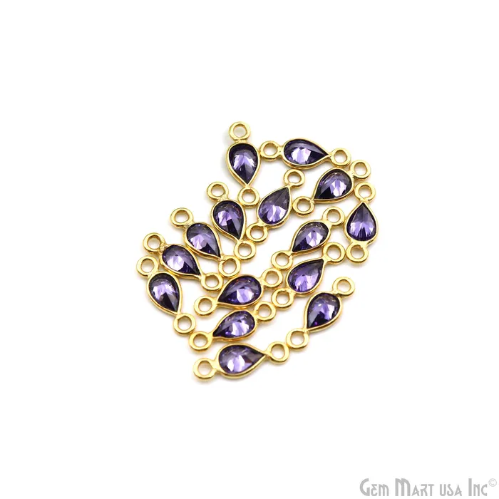 5pc Lot Zircon Pears 6x4mm Double Bail Gold Plated Gemstone Connector GemMartUSA PreStyled Sets 5pc Lot Zircon Pears 6x4mm Double Bail Gold Plated Gemstone Connector GemMartUSA PreStyled Sets