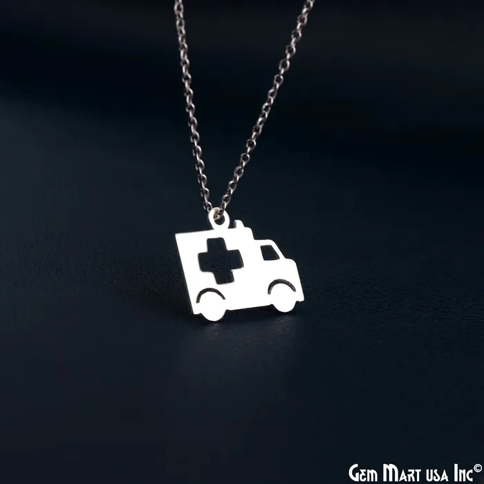 Ambulance Charm Laser Finding Silver Plated Charm For Bracelets Pendants GemMartUSA Charm Necklaces Ambulance Charm Laser Finding Silver Plated Charm For Bracelets Pendants GemMartUSA Charm Necklaces