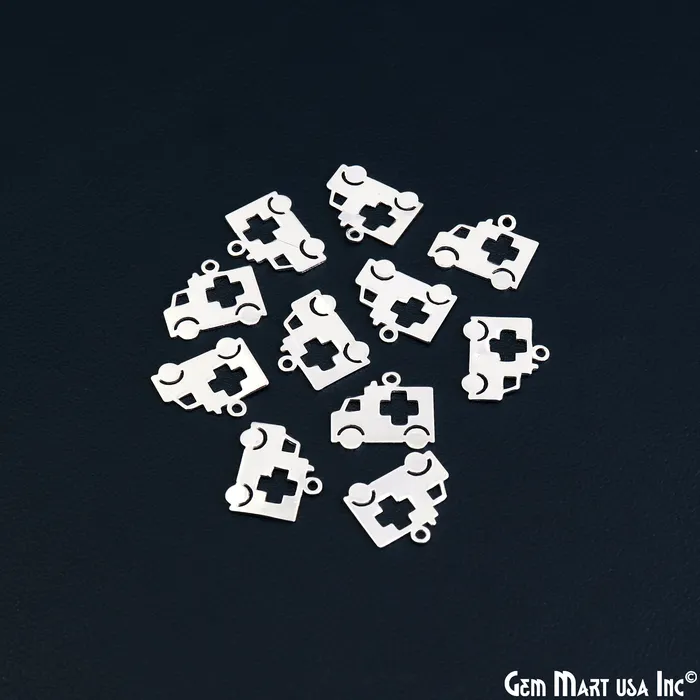 Ambulance Charm Laser Finding Silver Plated Charm For Bracelets Pendants GemMartUSA Charm Necklaces Ambulance Charm Laser Finding Silver Plated Charm For Bracelets Pendants GemMartUSA Charm Necklaces