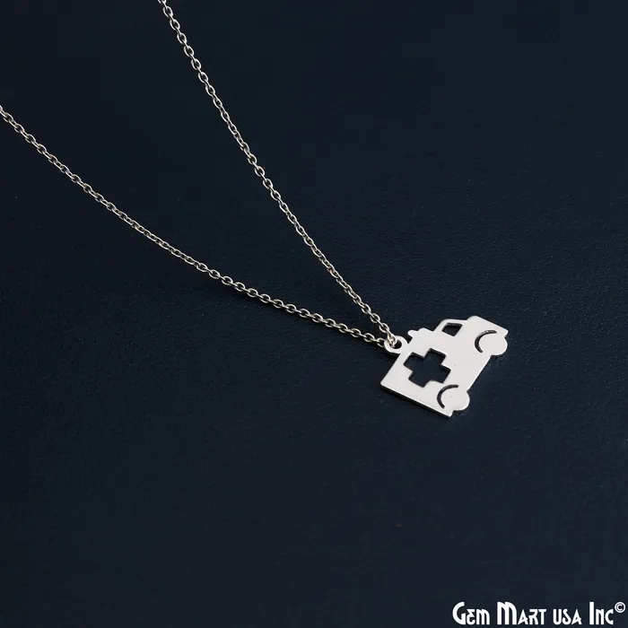 Ambulance Charm Laser Finding Silver Plated Charm For Bracelets Pendants GemMartUSA Charm Necklaces Ambulance Charm Laser Finding Silver Plated Charm For Bracelets Pendants GemMartUSA Charm Necklaces