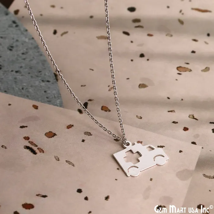 Ambulance Charm Laser Finding Silver Plated Charm For Bracelets Pendants GemMartUSA Charm Necklaces Ambulance Charm Laser Finding Silver Plated Charm For Bracelets Pendants GemMartUSA Charm Necklaces