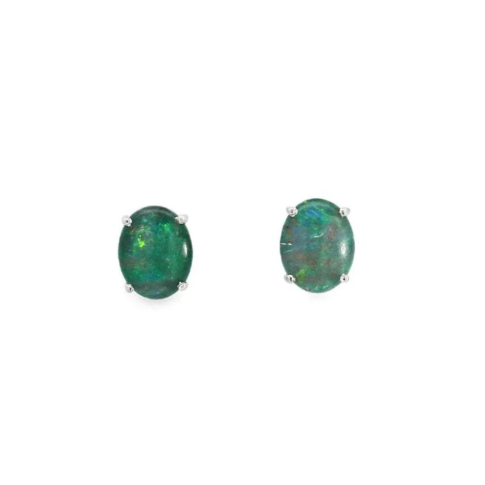 Australian Opal Cutters Earrings Australian Opal Triplet Earrings Set in Sterling Silver Australian Opal Cutters Earrings Australian Opal Triplet Earrings Set in Sterling Silver