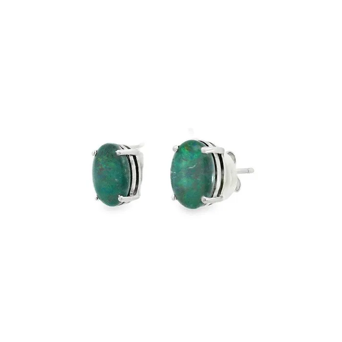 Australian Opal Cutters Earrings Australian Opal Triplet Earrings Set in Sterling Silver Australian Opal Cutters Earrings Australian Opal Triplet Earrings Set in Sterling Silver
