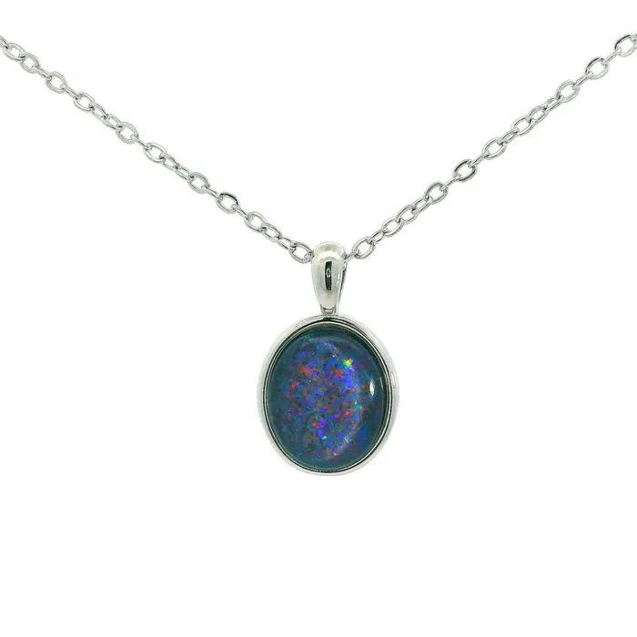 Australian Opal Cutters Necklaces Australian Opal Triplet Pendant set in Stainless Steel