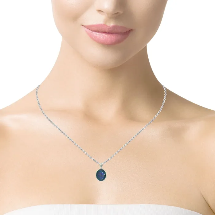 Australian Opal Cutters Necklaces Australian Opal Triplet Pendant set in Stainless Steel Australian Opal Cutters Necklaces Australian Opal Triplet Pendant set in Stainless Steel