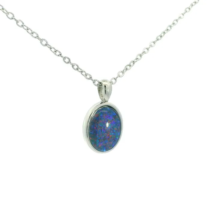 Australian Opal Cutters Necklaces Australian Opal Triplet Pendant set in Stainless Steel Australian Opal Cutters Necklaces Australian Opal Triplet Pendant set in Stainless Steel