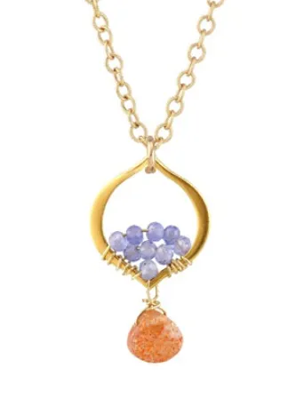 AVF Necklaces AVF Gold Arabesque Sunstone Tanzanite Necklace SI6709