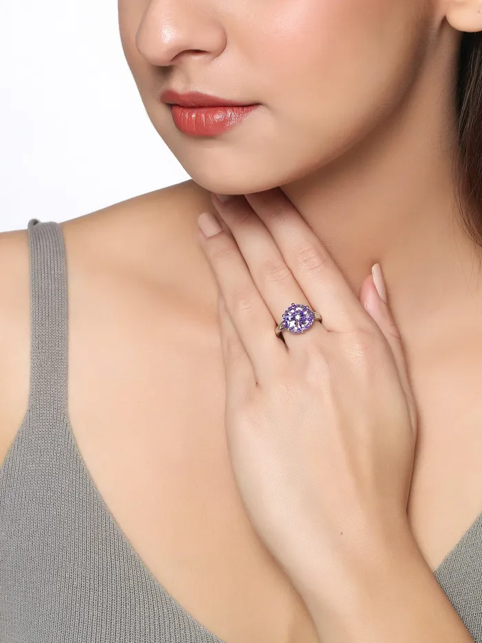 Blue Tanzanite Solid 925 Sterling Silver Cluster Ring Jewelry YoTreasure Rings