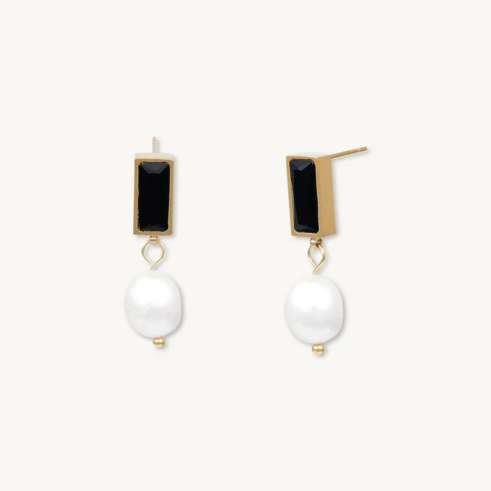 Camile Stone Earrings Lydia Onyx Pearl Earrings