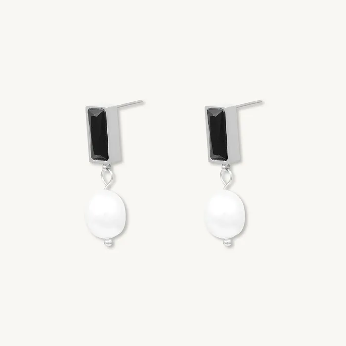 Camile Stone Earrings Lydia Onyx Pearl Earrings