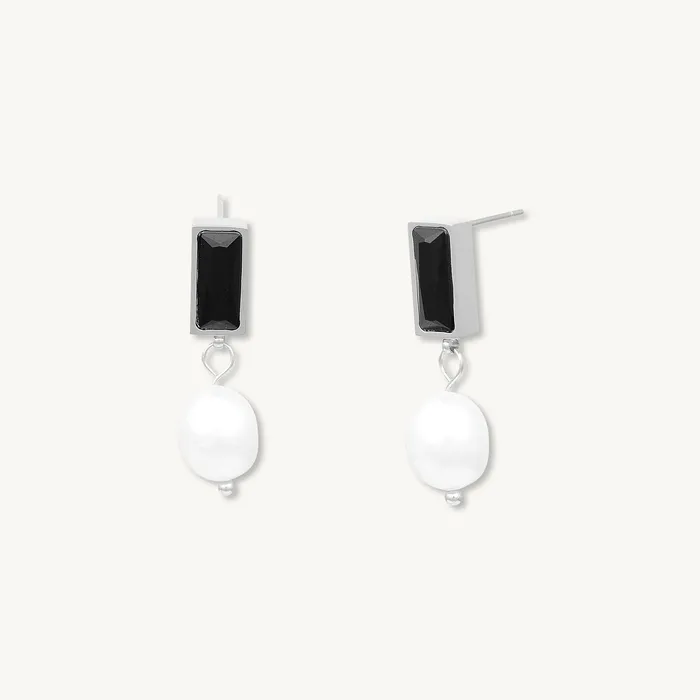 Camile Stone Earrings Lydia Onyx Pearl Earrings