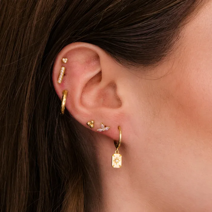 Camile Stone Earrings North Star Rectangle Huggie Hoop Earrings Camile Stone Earrings North Star Rectangle Huggie Hoop Earrings