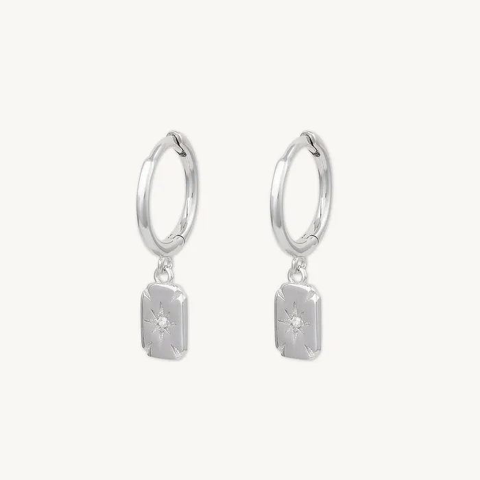 Camile Stone Earrings North Star Rectangle Huggie Hoop Earrings Camile Stone Earrings North Star Rectangle Huggie Hoop Earrings