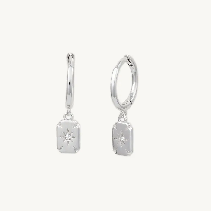 Camile Stone Earrings North Star Rectangle Huggie Hoop Earrings Camile Stone Earrings North Star Rectangle Huggie Hoop Earrings