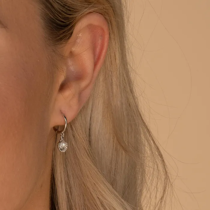 Camile Stone Earrings Pearl Shell Huggie Earrings Camile Stone Earrings Pearl Shell Huggie Earrings