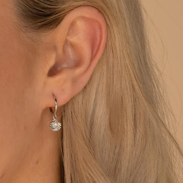 Camile Stone Earrings Pearl Shell Huggie Earrings Camile Stone Earrings Pearl Shell Huggie Earrings