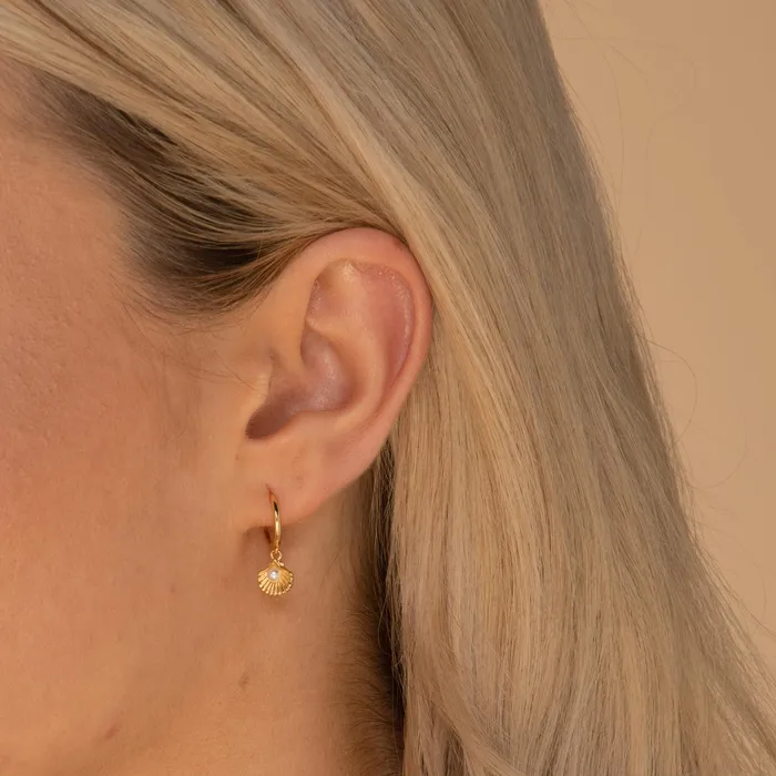 Camile Stone Earrings Pearl Shell Huggie Earrings Camile Stone Earrings Pearl Shell Huggie Earrings