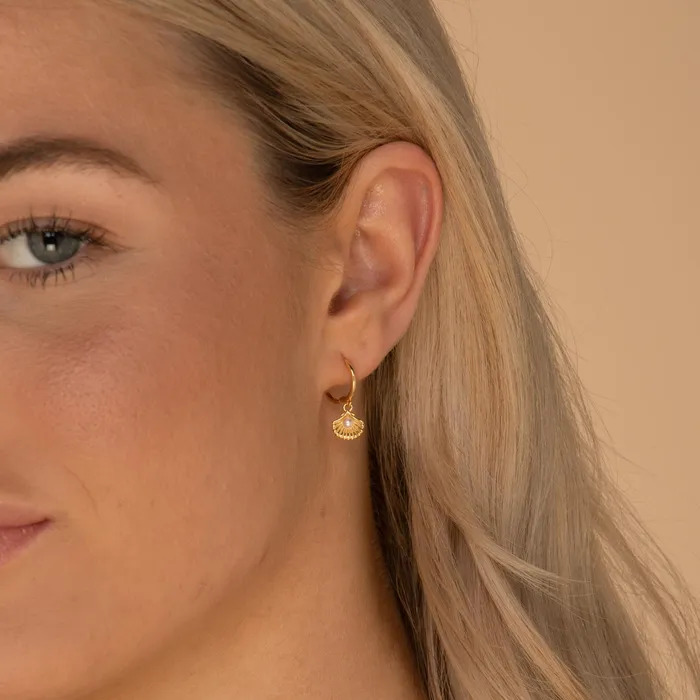 Camile Stone Earrings Pearl Shell Huggie Earrings Camile Stone Earrings Pearl Shell Huggie Earrings