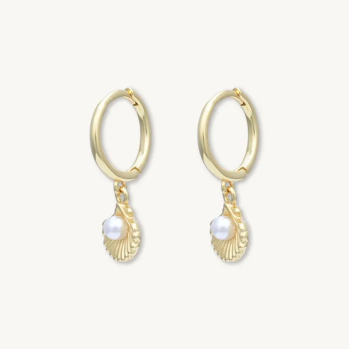 Camile Stone Earrings Pearl Shell Huggie Earrings Camile Stone Earrings Pearl Shell Huggie Earrings
