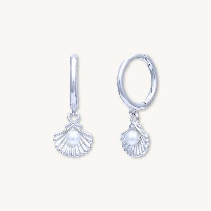 Camile Stone Earrings Pearl Shell Huggie Earrings Camile Stone Earrings Pearl Shell Huggie Earrings