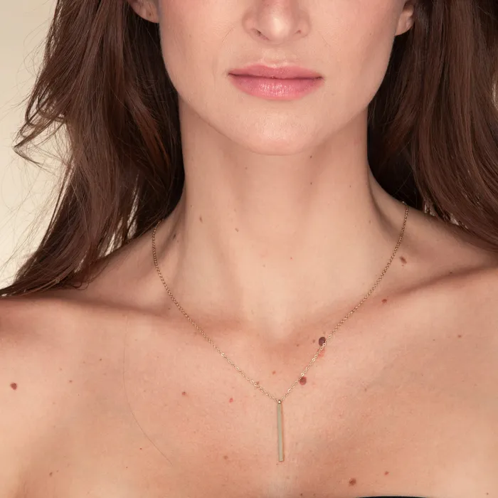 Camile Stone Necklaces Thin Bar Drop Necklace