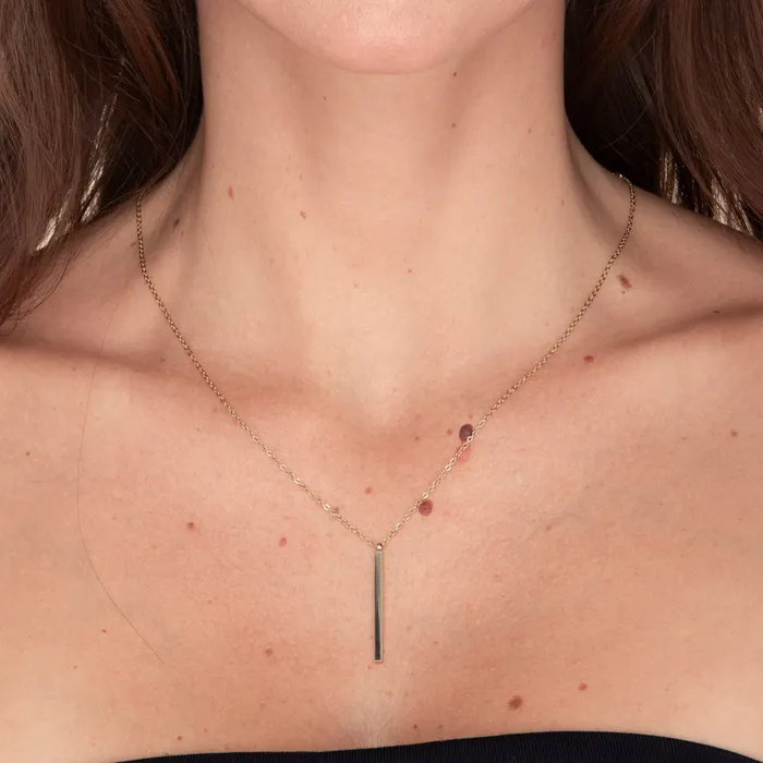Camile Stone Necklaces Thin Bar Drop Necklace