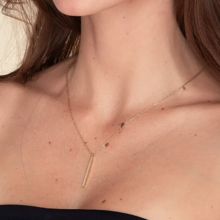 Camile Stone Necklaces Thin Bar Drop Necklace