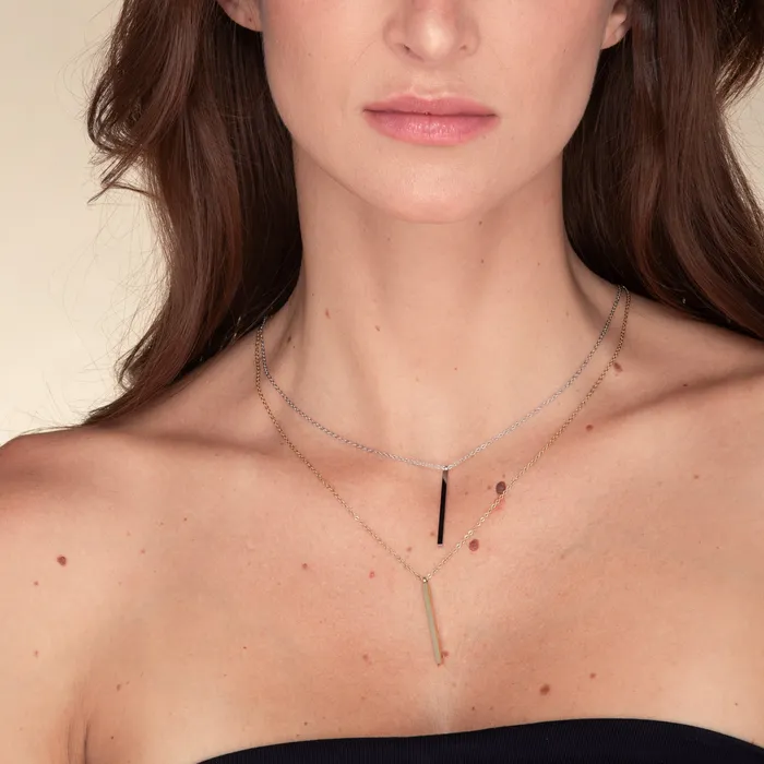 Camile Stone Necklaces Thin Bar Drop Necklace