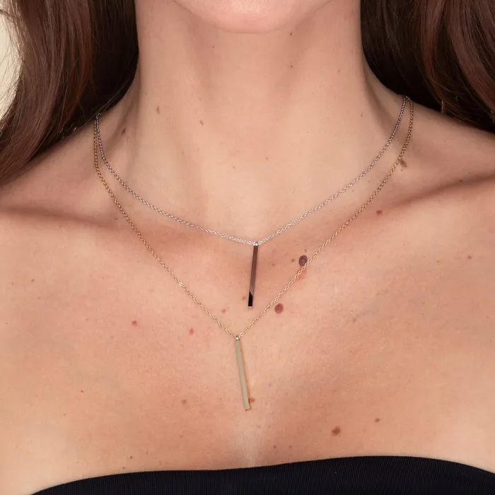 Camile Stone Necklaces Thin Bar Drop Necklace
