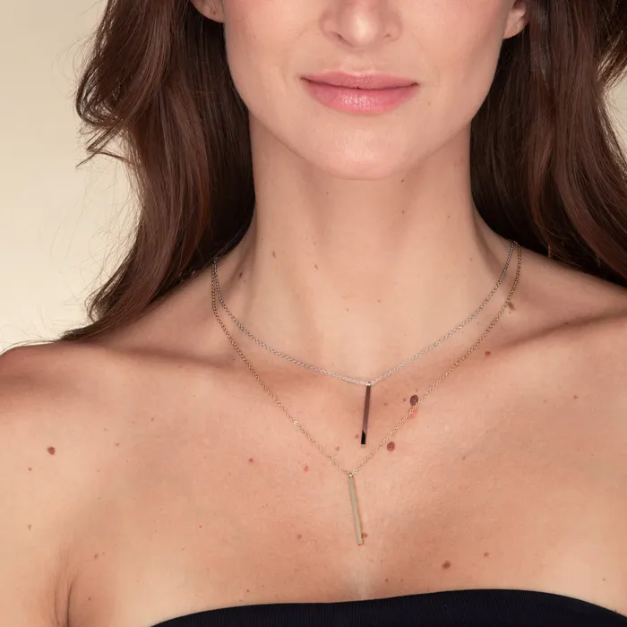 Camile Stone Necklaces Thin Bar Drop Necklace
