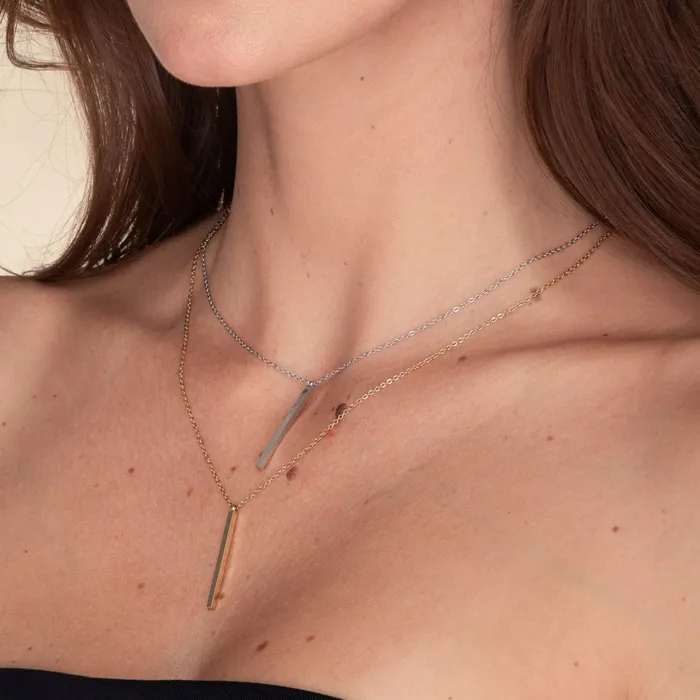 Camile Stone Necklaces Thin Bar Drop Necklace