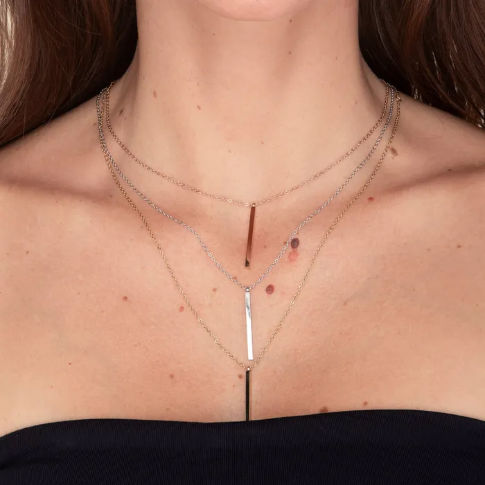 Camile Stone Necklaces Thin Bar Drop Necklace